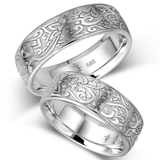 Обручальные кольца из белого золота Giloy 1-00048