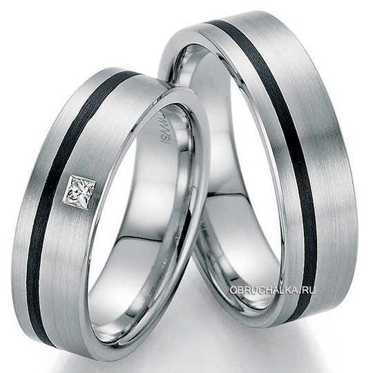 Обручальные кольца с карбоном Fischer 23-01130-060