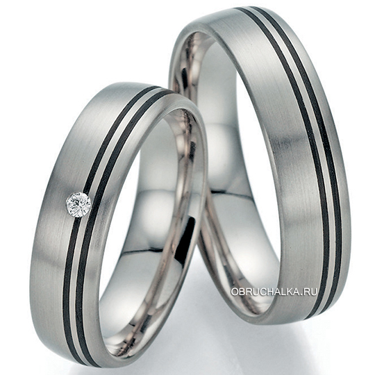 Обручальные кольца с карбоном Fischer 23-01170-055