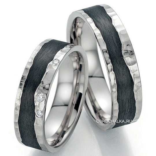 Обручальные кольца с карбоном Fischer 23-01220-060