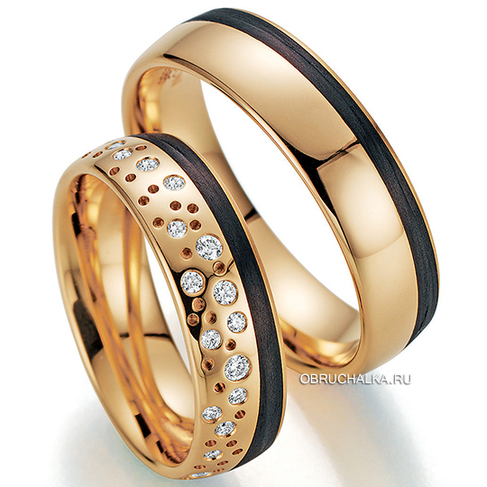 Обручальные кольца с карбоном Fischer 23-01270-060