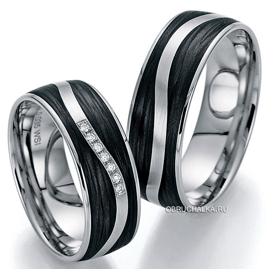 Обручальные кольца с карбоном Bayer 88431