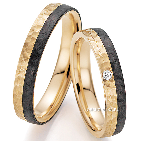Обручальные кольца с карбоном Bayer 88452