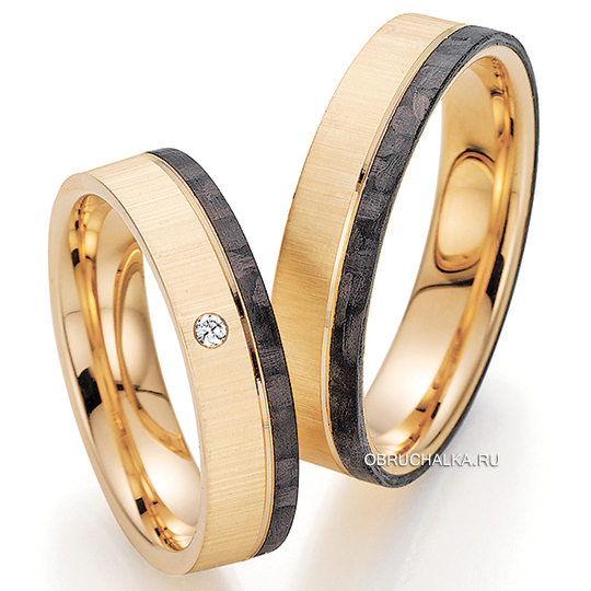 Обручальные кольца с карбоном Bayer 88455