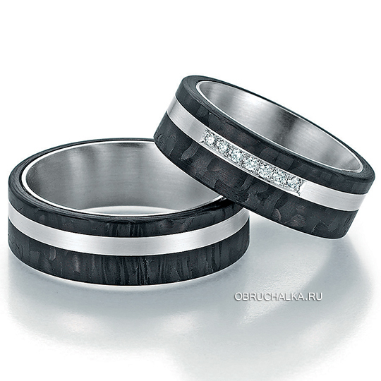 Обручальные кольца с карбоном Fischer 23-01030-070