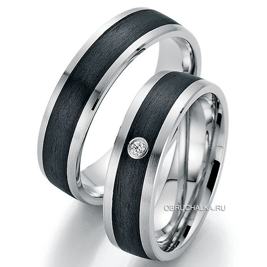 Обручальные кольца с карбоном Fischer 23-01140-060