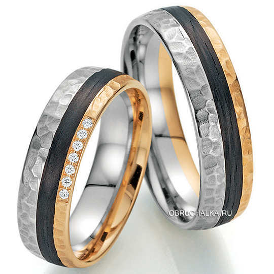 Обручальные кольца с карбоном Fischer 23-01210-060