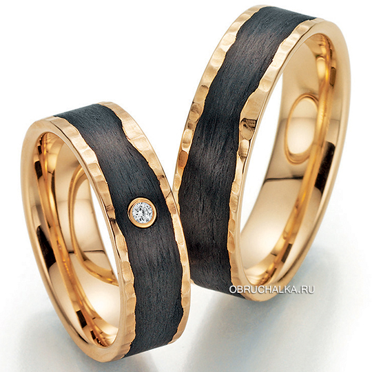 Обручальные кольца с карбоном Fischer 23-01230-060