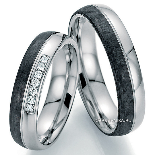 Обручальные кольца с карбоном Fischer 23-01240-050