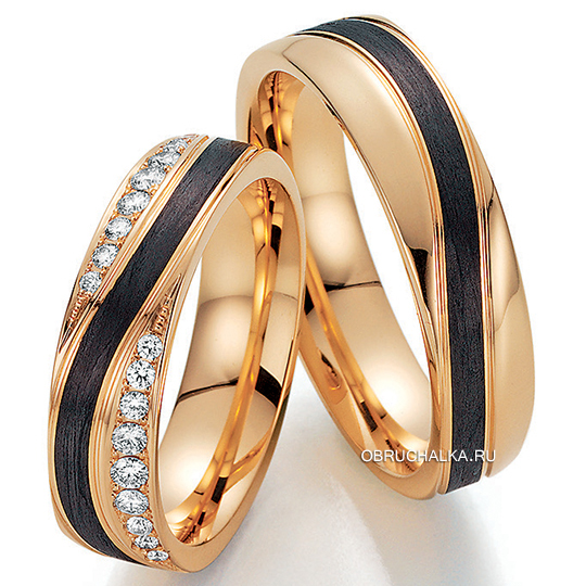 Обручальные кольца с карбоном Fischer 23-01260-055