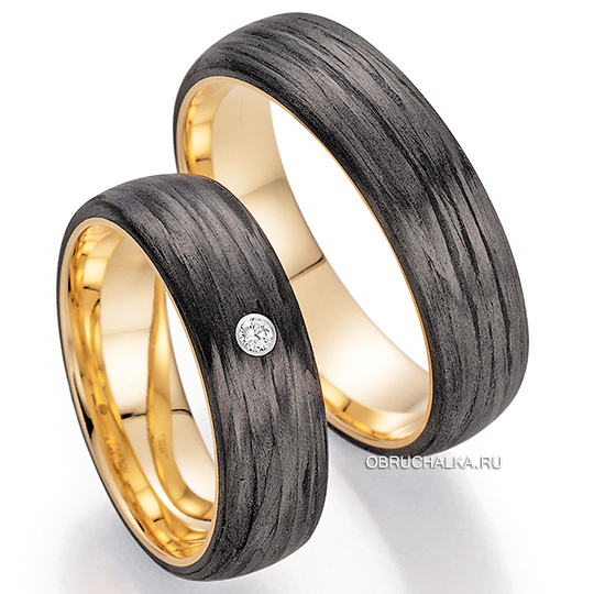 Обручальные кольца с карбоном Fischer 23-01350-060