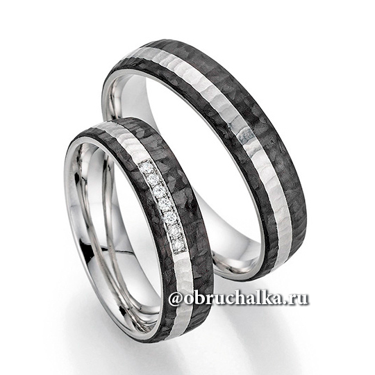 Обручальные кольца с карбоном Fischer 23-01490-050
