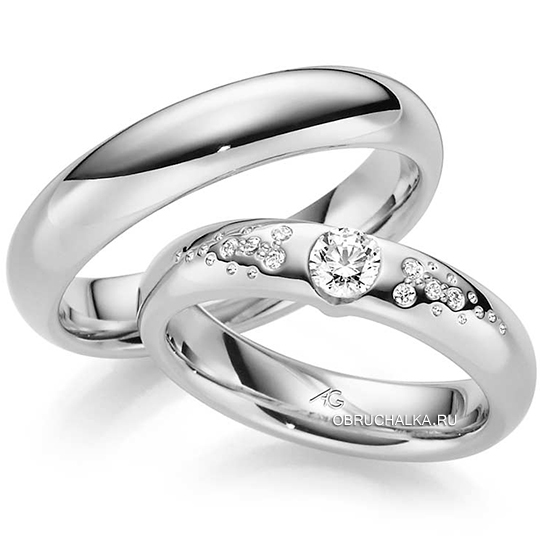 Свадебные кольца с белого золота