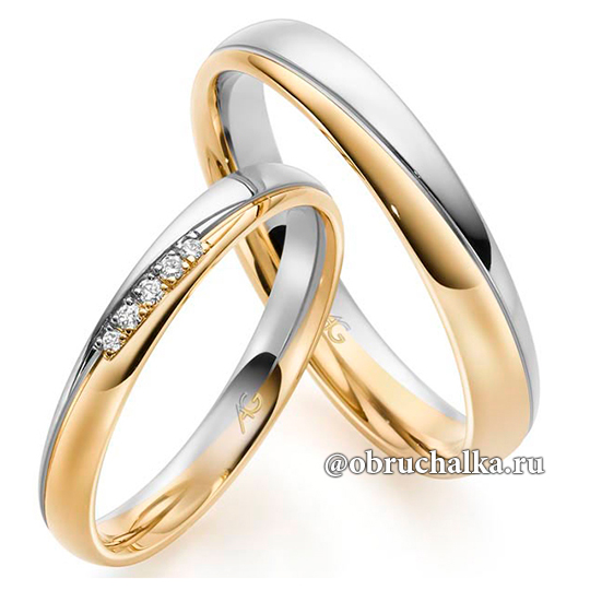 Обручальные кольца с белого и желтого золота